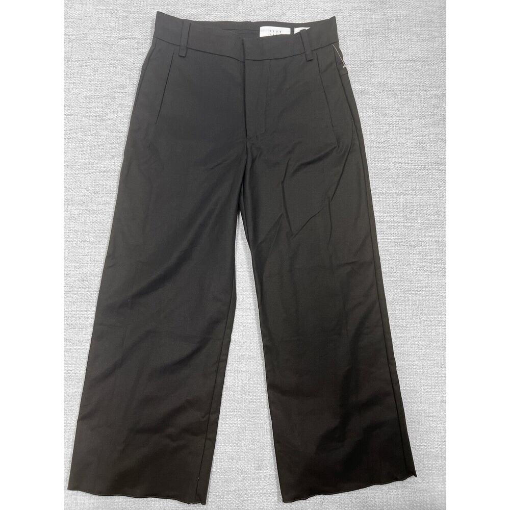 CH. Chapter 2139 3207 Size 28 Wide Leg Button Fly Raw Hem Black Pants V-Vent Leg